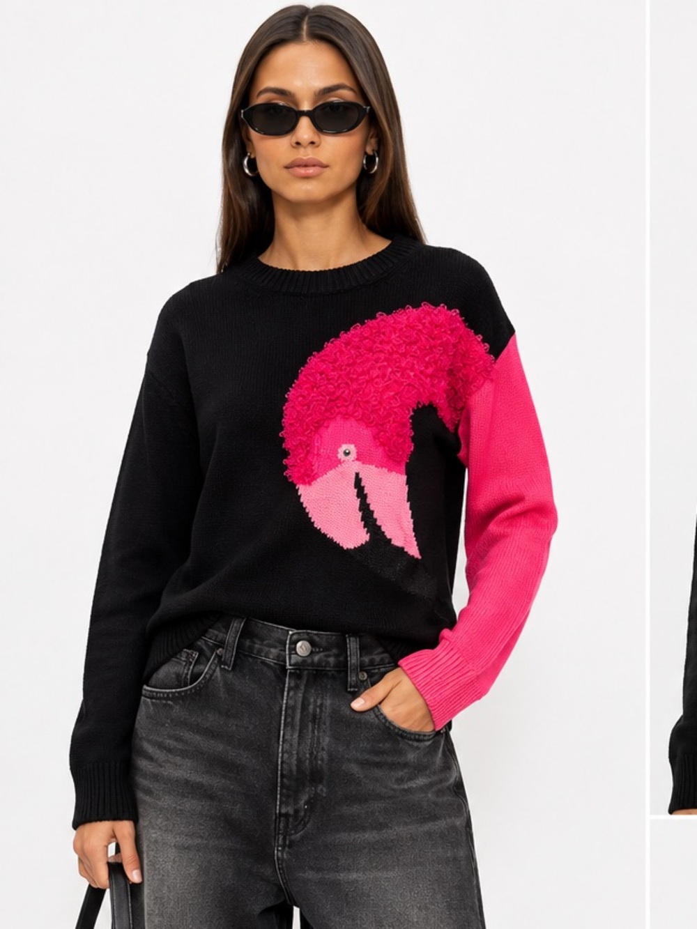 Diesel M Flamy A Flamingo Sweater Black Pink Size S NWT